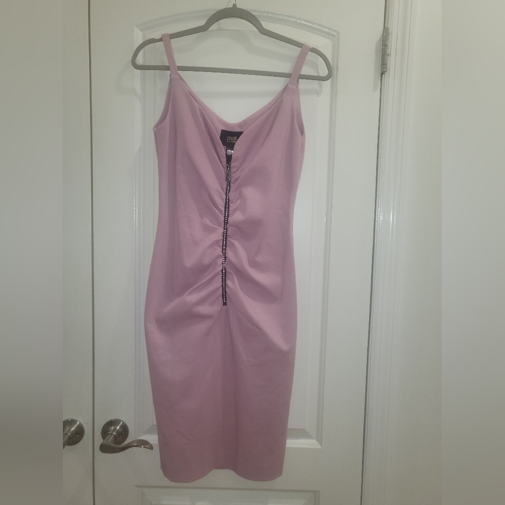 NWT CAVALLI CLASS ROBERTO CAVALLI CRYSTAL EMBELLISHED FRONT ZIP DRESS SIZE SMALL